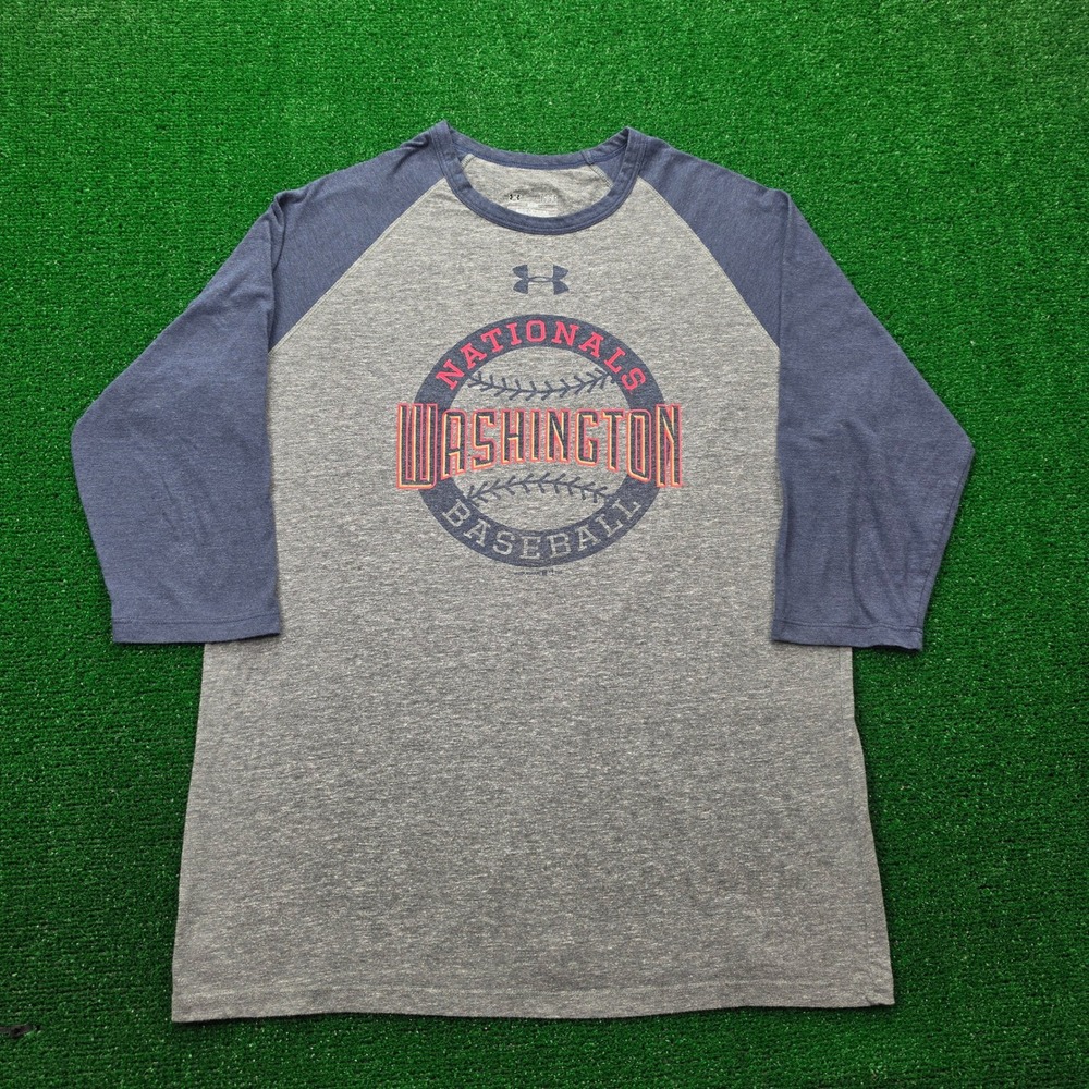 Washington Nationals Under Armour HeatGear MLB Baseball Raglan Tshirt Mens Large